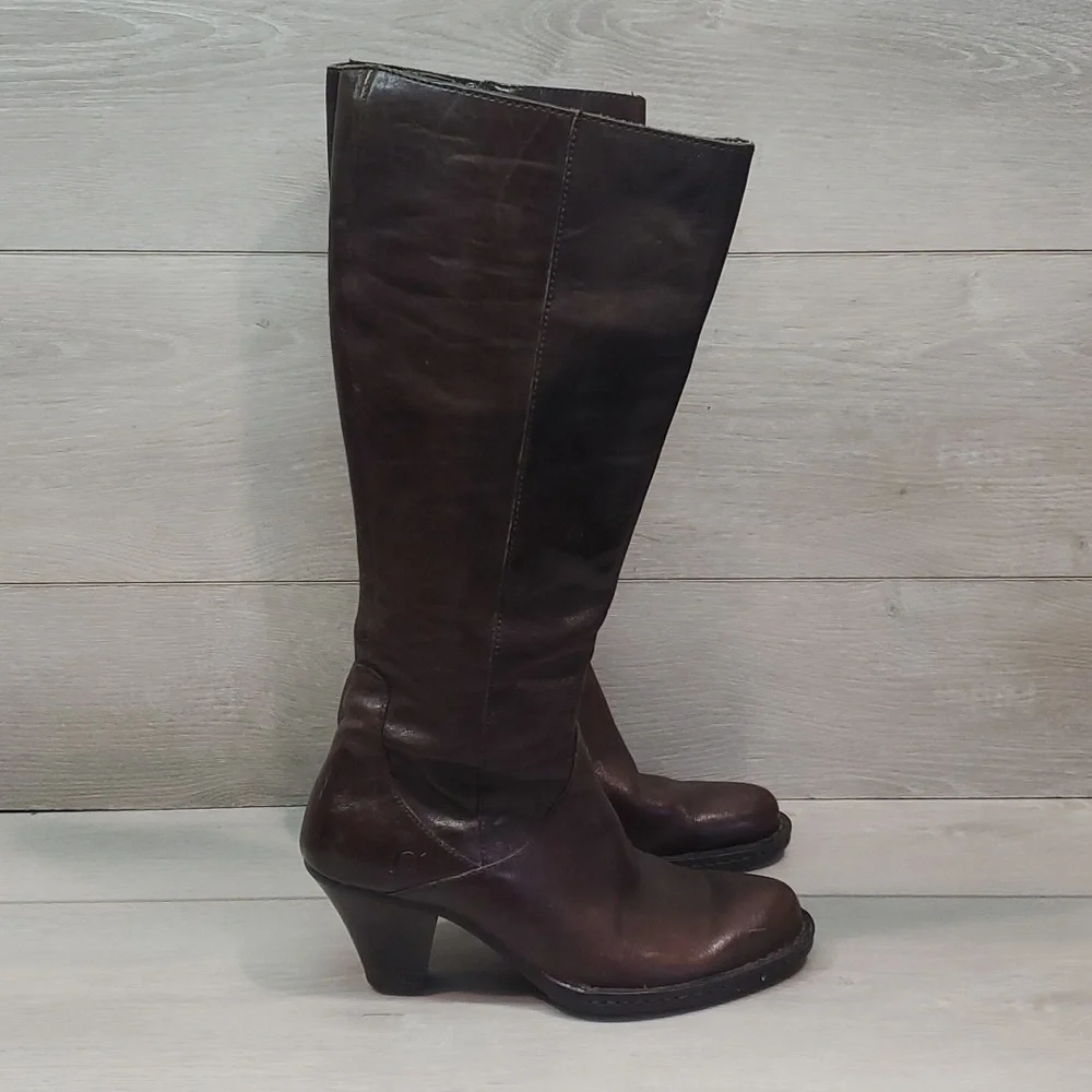 Born Women Leather Tall Heels Boots shoes s 6 - Picture 2 of 13